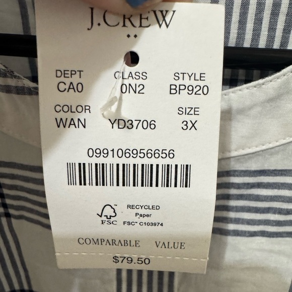 J.Crew Plaid Ruffle 100% Cotton Button Down Blouse Size 3X - Picture 4 of 5